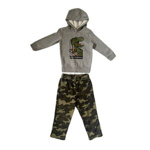 Dinosaur Fleece Hoodie and Camo Sweatpants. Toddler Boy's Size 3T